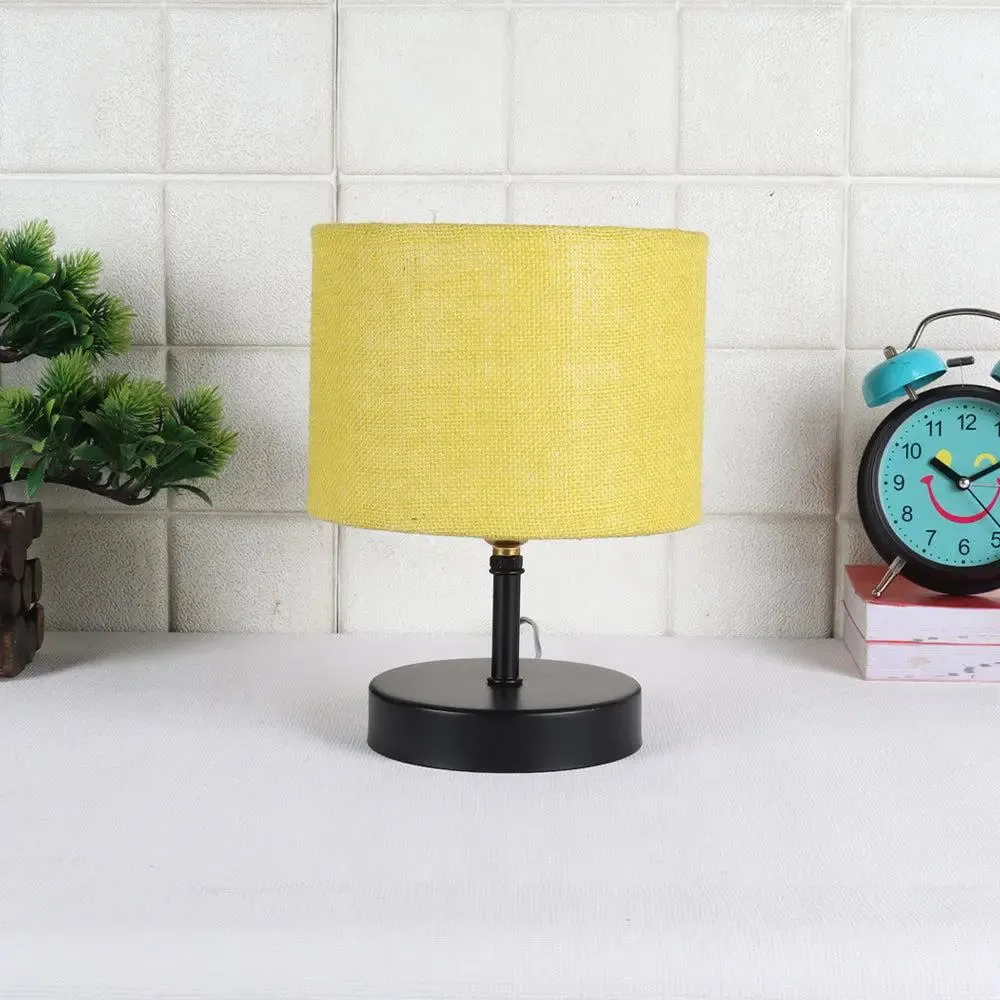 Iron table lamp with Yellow Jute Shade