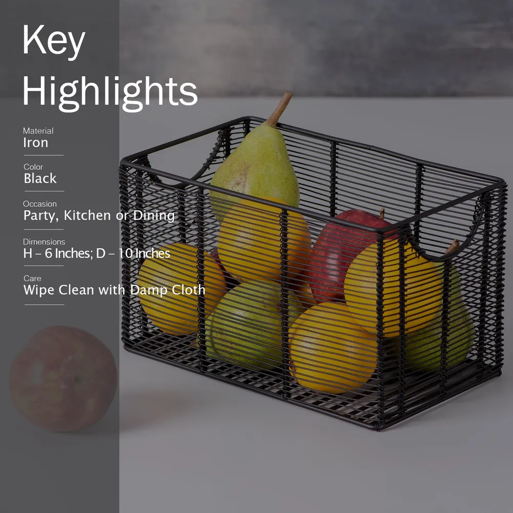 Irregular Shaped Black Wired Metal Vegetable/ Fruit Basket