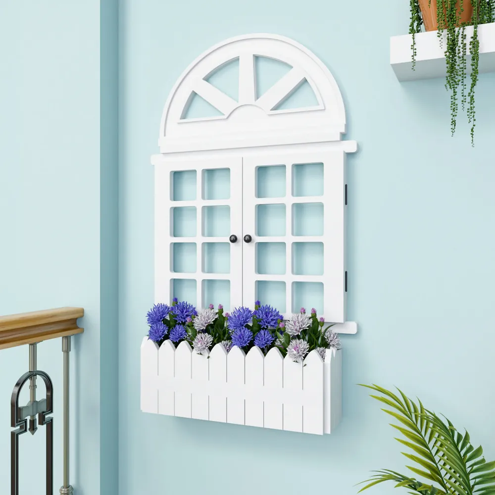 Italian Style Pretty Vintage Window Frame Wooden Jharokha Wall Decor Pink