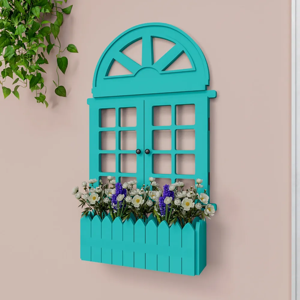 Italian Style Pretty Vintage Window Frame Wooden Jharokha Wall Decor Pink