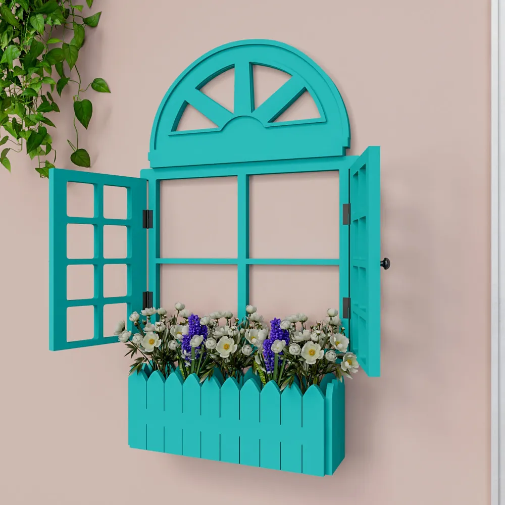 Italian Style Pretty Vintage Window Frame Wooden Jharokha Wall Decor Pink