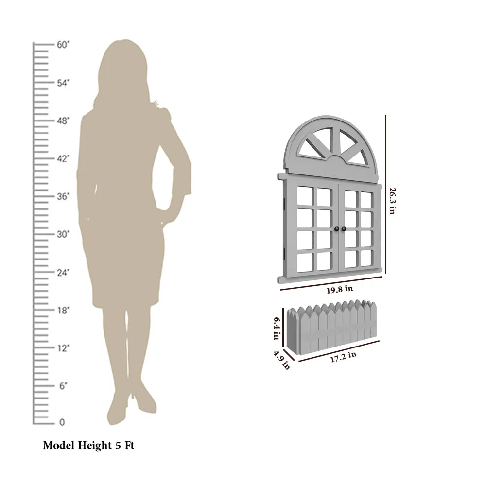 Italian Style Pretty Vintage Window Frame Wooden Jharokha Wall Decor Pink