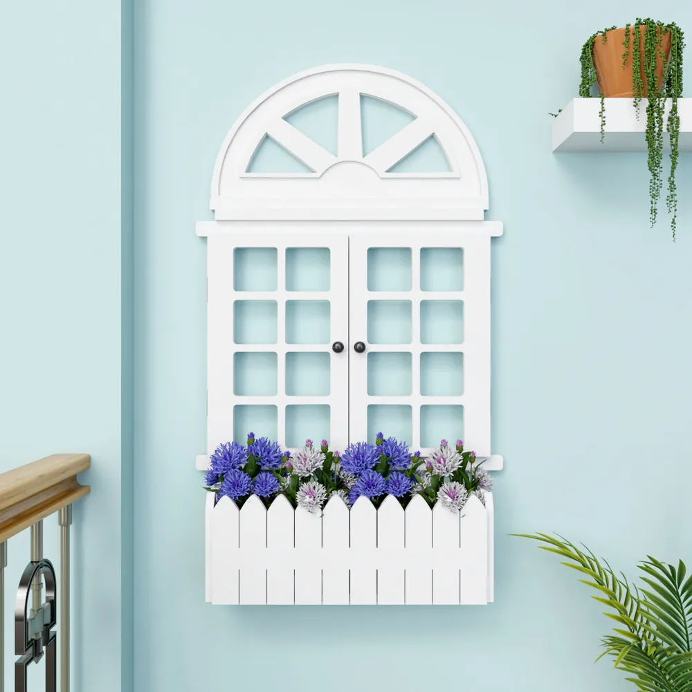 Italian Style Pretty Vintage Window Frame Wooden Jharokha Wall Decor Pink