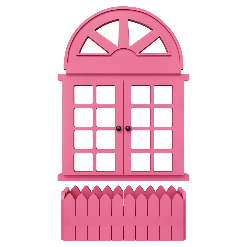 Italian Style Pretty Vintage Window Frame Wooden Jharokha Wall Decor Pink