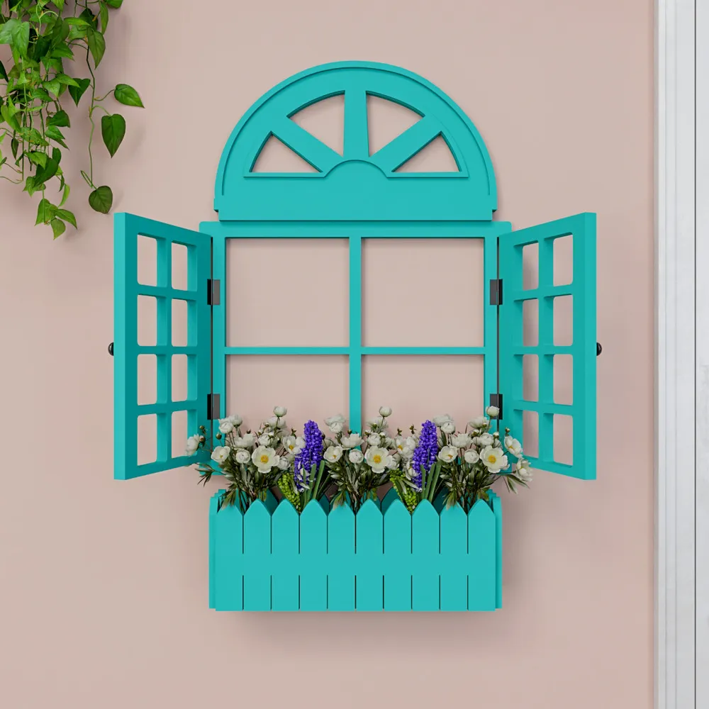Italian Style Pretty Vintage Window Frame Wooden Jharokha Wall Decor Pink