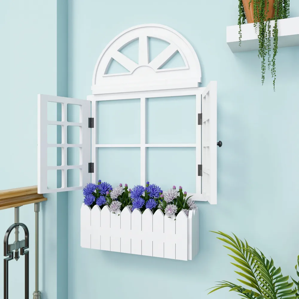 Italian Style Pretty Vintage Window Frame Wooden Jharokha Wall Decor Pink