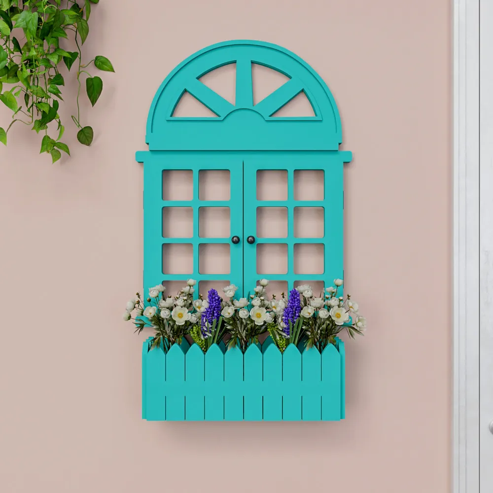 Italian Style Pretty Vintage Window Frame Wooden Jharokha Wall Decor Pink