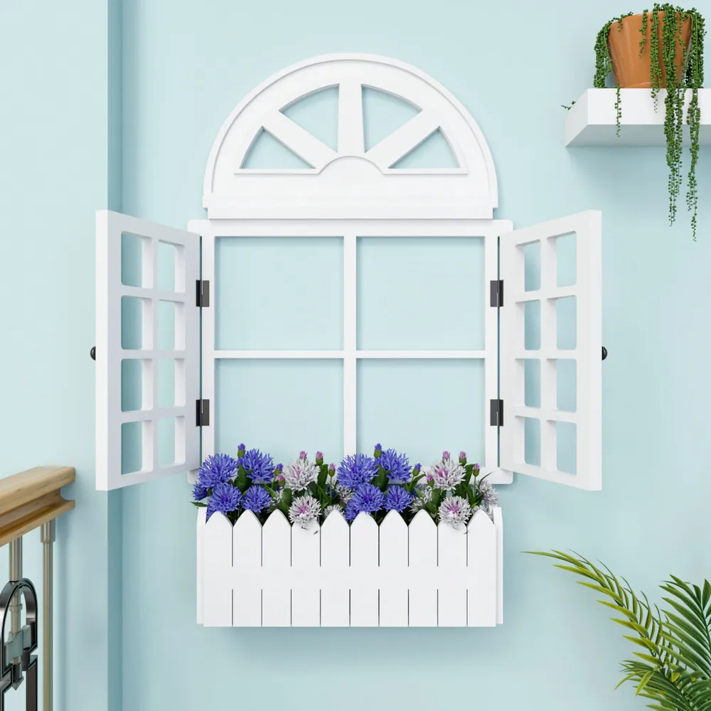 Italian Style Pretty Vintage Window Frame Wooden Jharokha Wall Decor Pink