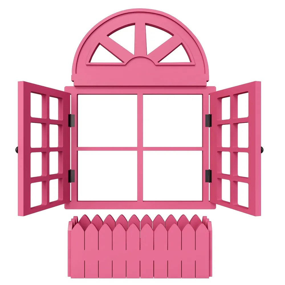 Italian Style Pretty Vintage Window Frame Wooden Jharokha Wall Decor Pink