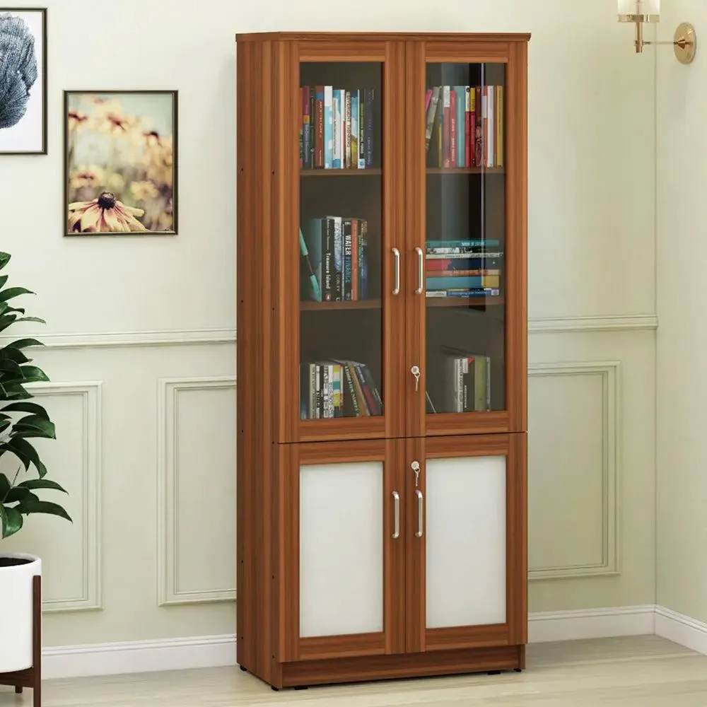 Ivory and Brown Compact Wooden &amp; Mirror Bookshelf