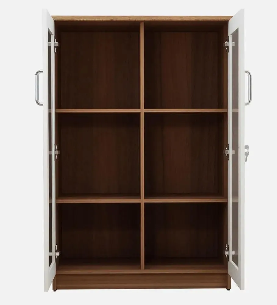 Ivory and Brown Solid Wooden Spacious Bookshelf & Cabinet