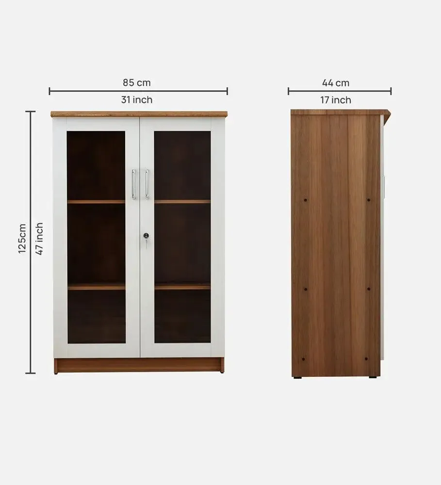 Ivory and Brown Solid Wooden Spacious Bookshelf & Cabinet