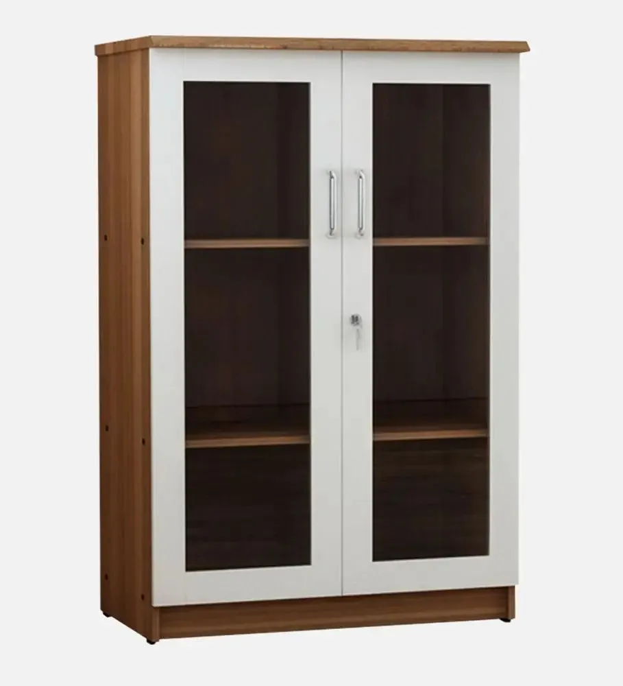 Ivory and Brown Solid Wooden Spacious Bookshelf & Cabinet