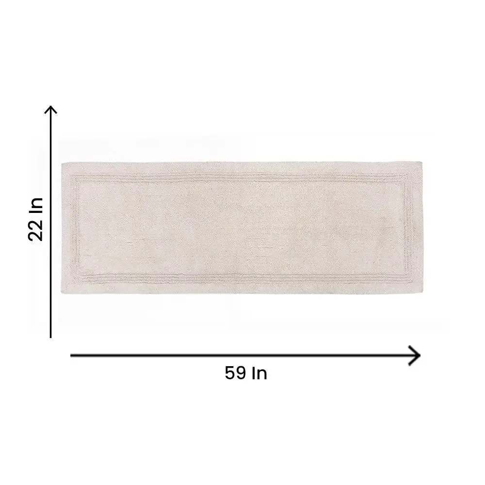 Ivory Bordered Cotton Bath Runner (50 x 150) cm