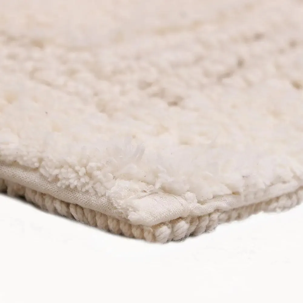 Ivory Bordered Cotton Bath Runner (50 x 150) cm