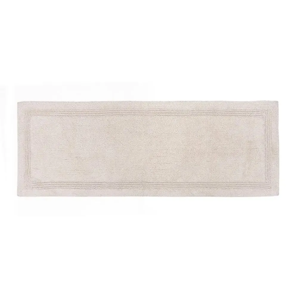 Ivory Bordered Cotton Bath Runner (50 x 150) cm