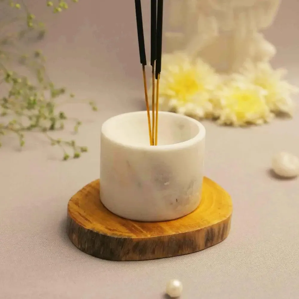 Ivory Marble Soapstone Incense Stick Holder