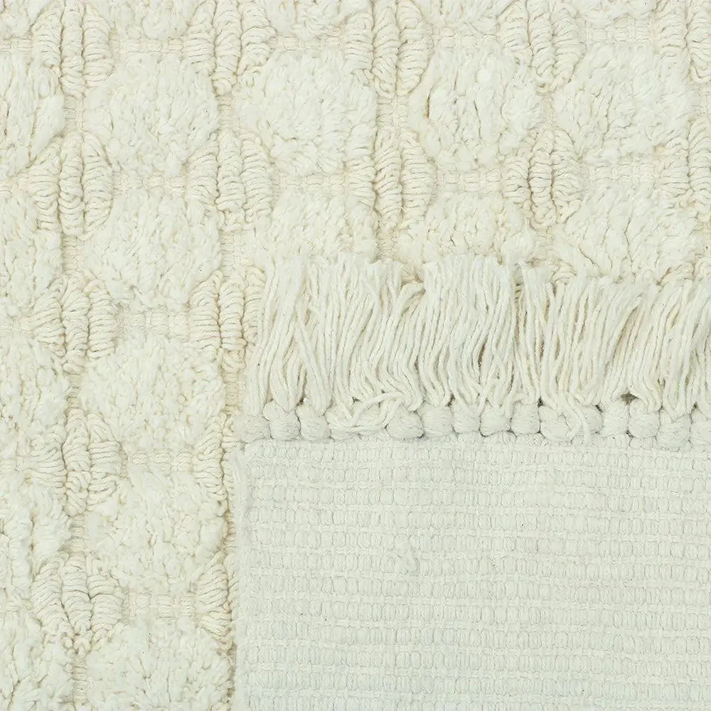 Ivory Textured Soft Cotton Bathmat (21 x 34) Inches Single Piece