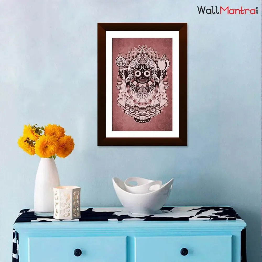 Jagannath Spiritual Framed Wall Painting with Break Resistant Clear Acrylic Glass