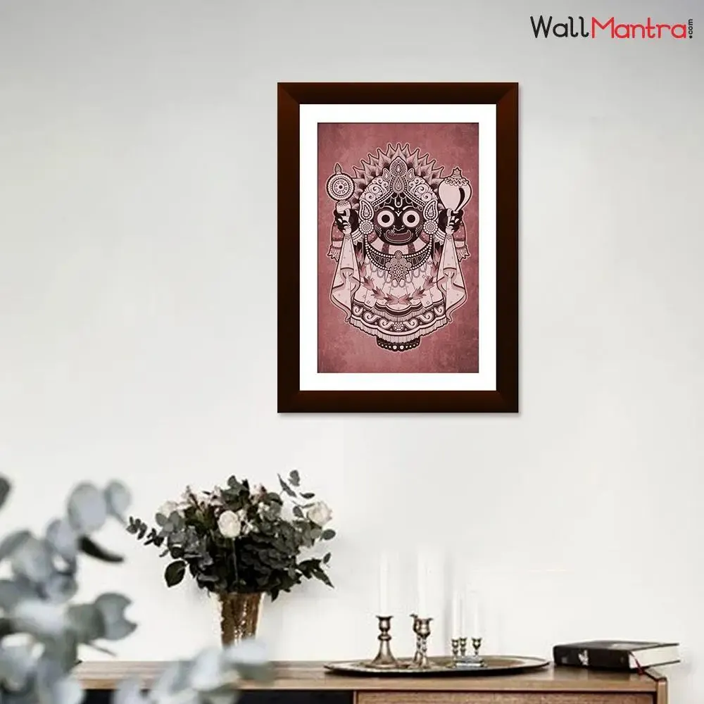 Jagannath Spiritual Framed Wall Painting with Break Resistant Clear Acrylic Glass