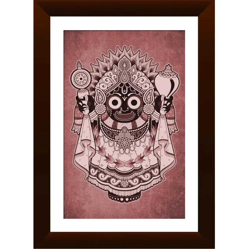 Jagannath Spiritual Framed Wall Painting with Break Resistant Clear Acrylic Glass