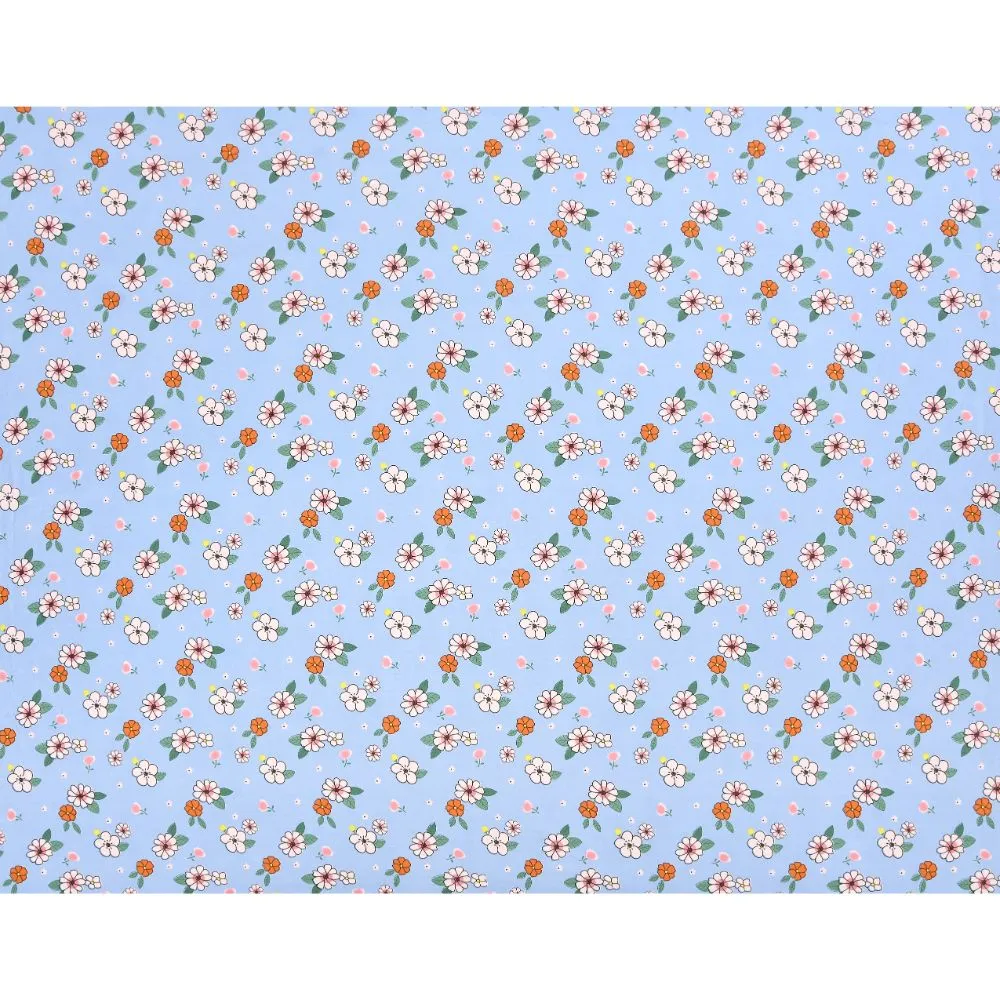 Jaipur Fabric Animated Flora Sky Blue Super Soft Double Bedsheet