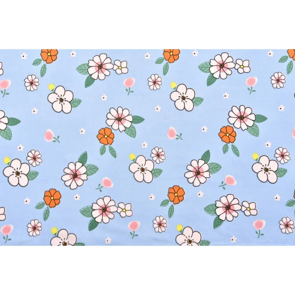 Jaipur Fabric Animated Flora Sky Blue Super Soft Double Bedsheet