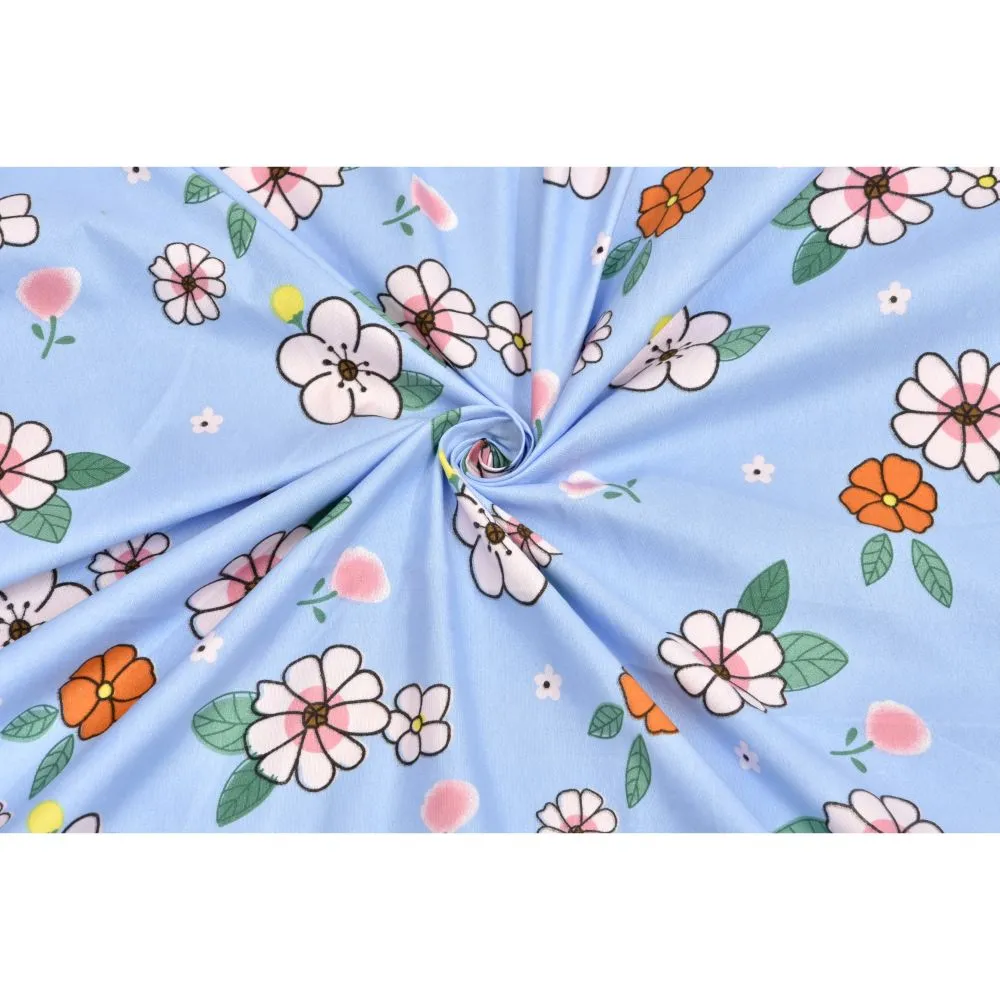 Jaipur Fabric Animated Flora Sky Blue Super Soft Double Bedsheet
