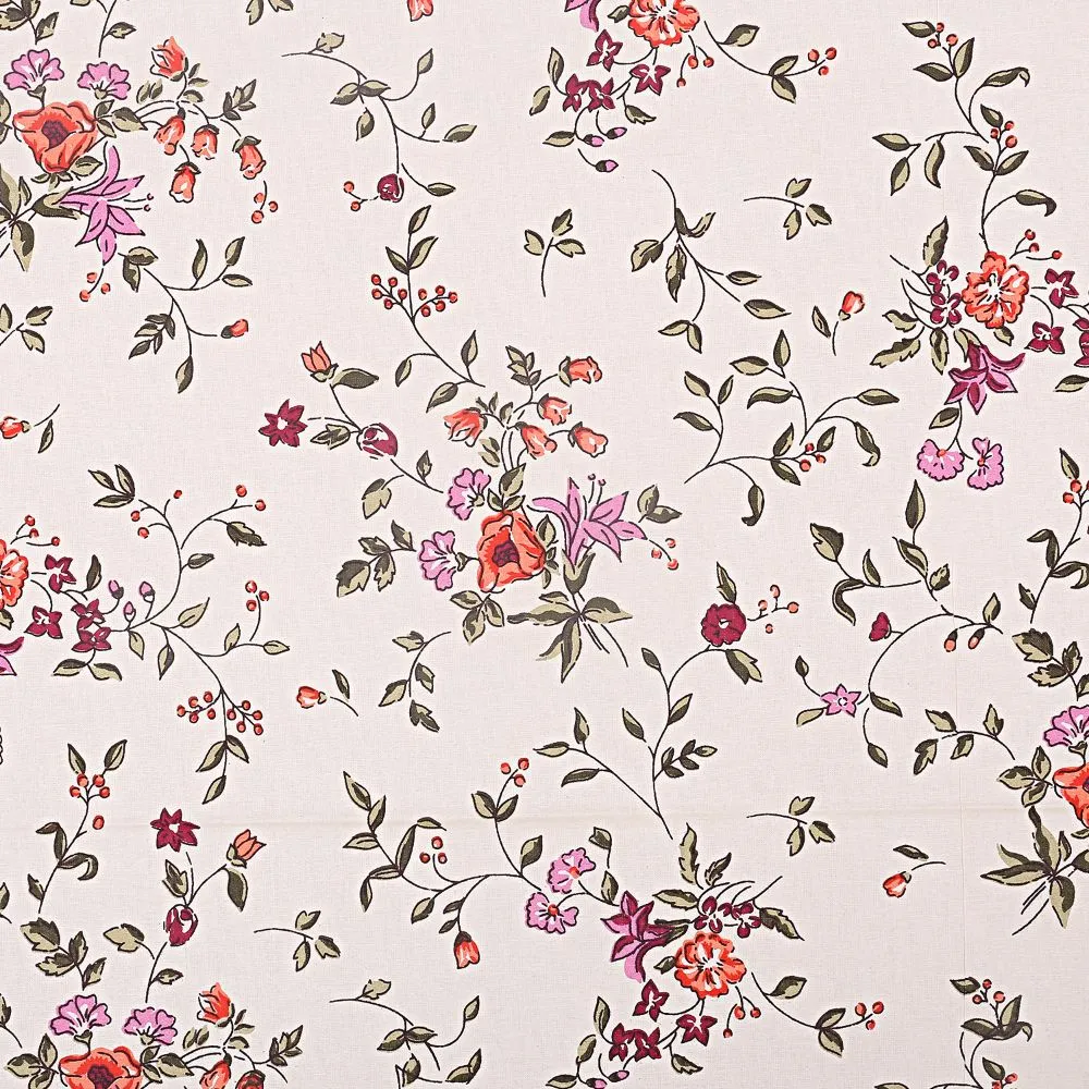 Jaipur Fabric Blue Entangled Flora Super Soft Cotton Single Bedsheet Pink