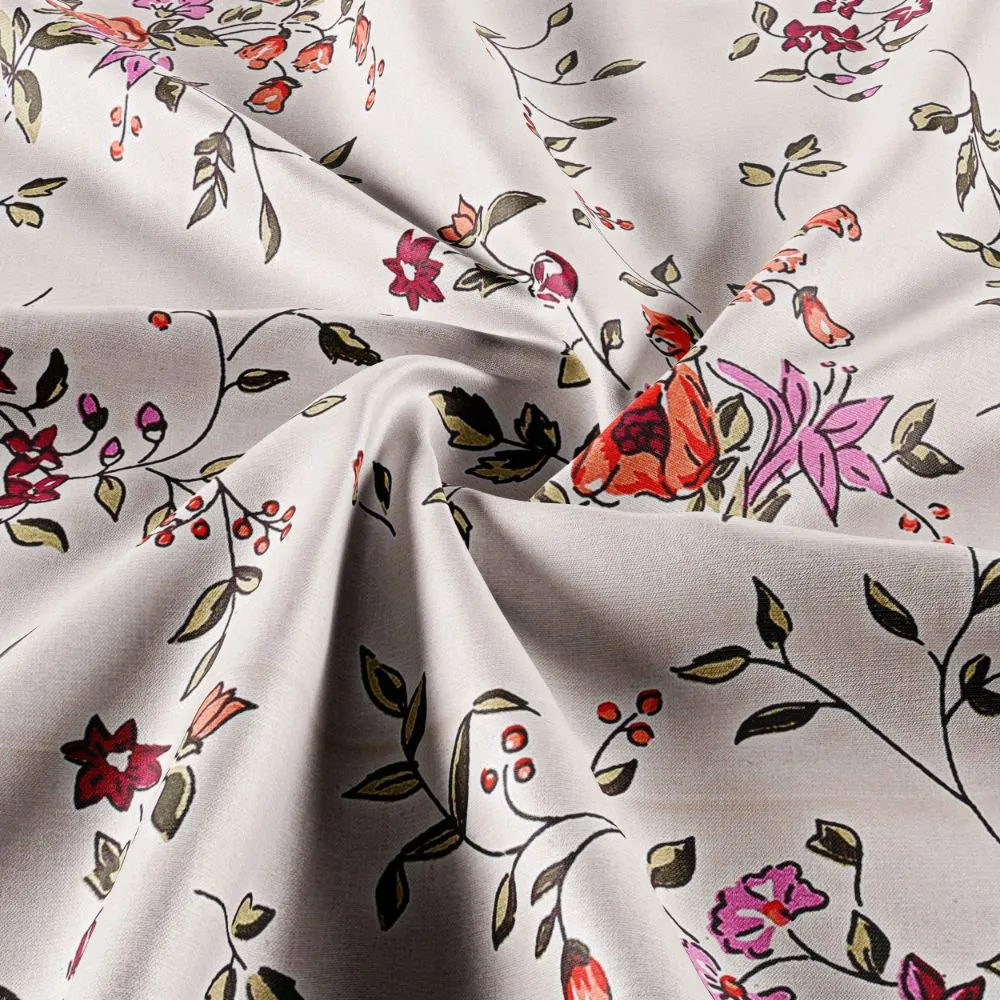 Jaipur Fabric Blue Entangled Flora Super Soft Cotton Single Bedsheet Pink