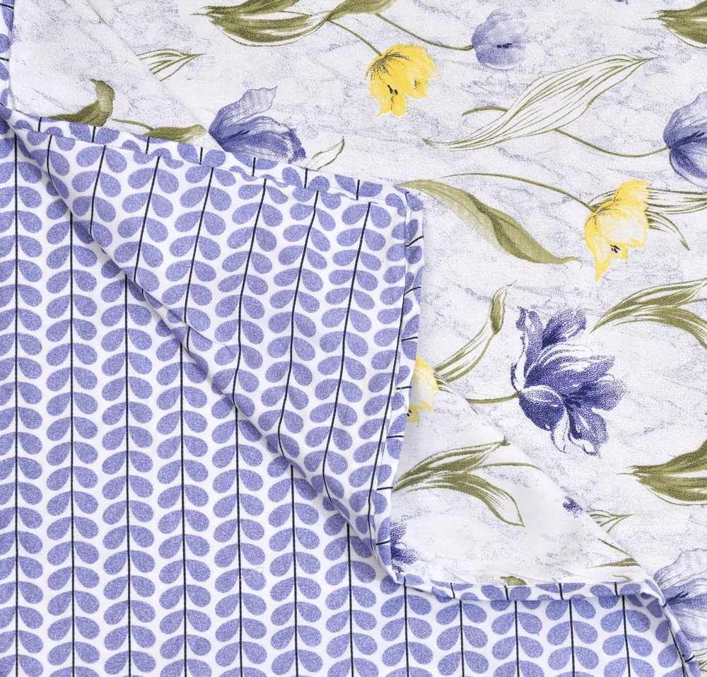 Jaipur Fabric Blue Floral Print Pure Cotton Reversible Double Bed Summer Blanket