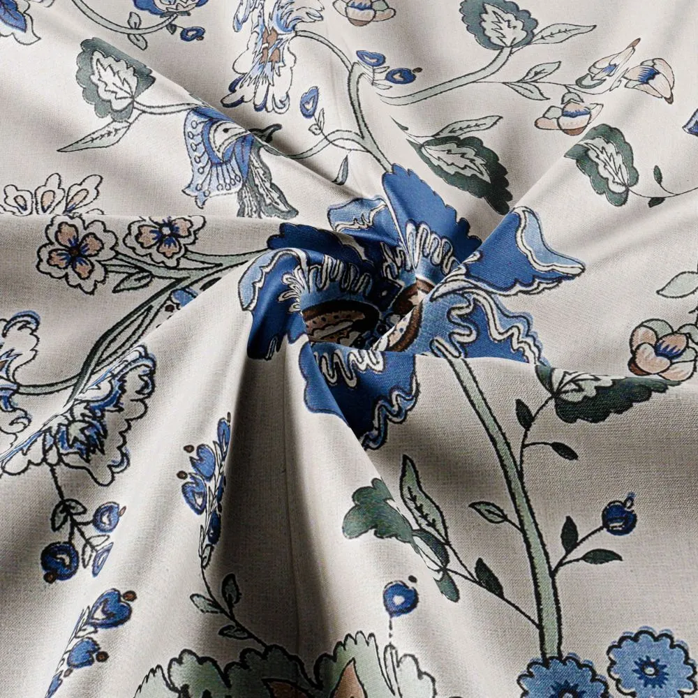 Jaipur Fabric Blue Gleeful Flowers Super Soft Cotton Single Bedsheet