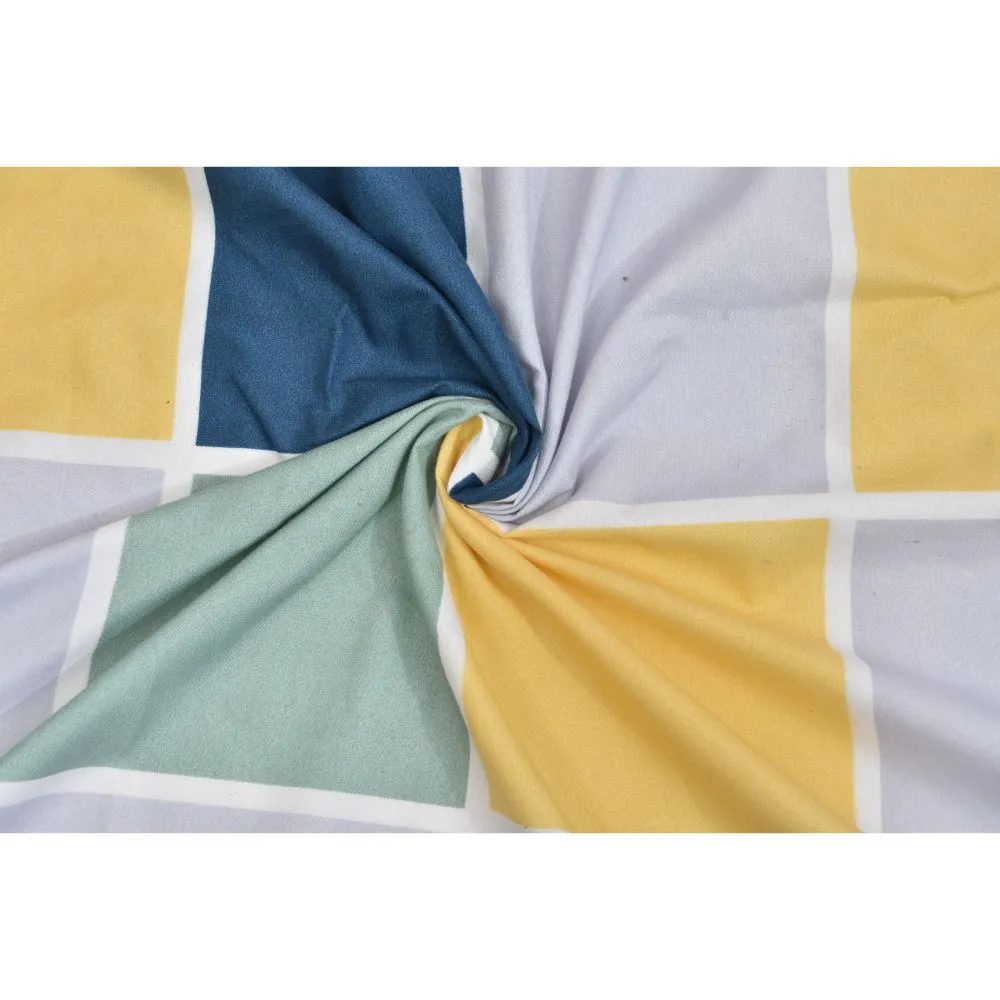 Jaipur Fabric Bold Blocks Designed Multicolored Super-soft Double Bedsheet