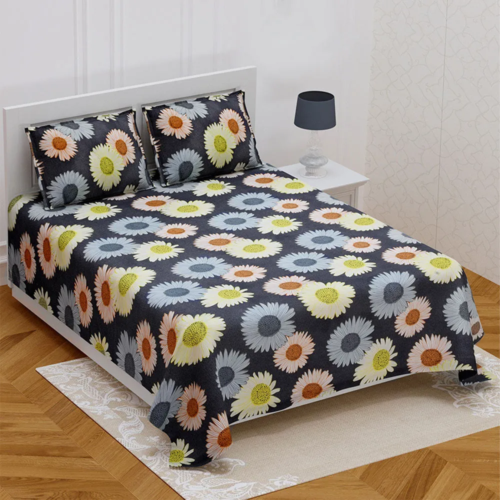 Jaipur Fabric Bold Floral Designer Super Soft Polymix Double Bedsheet
