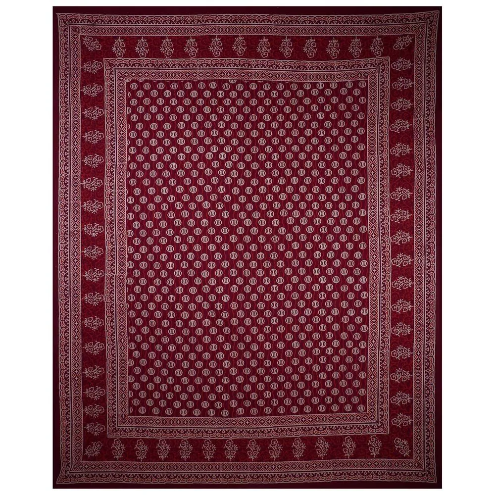 Jaipur Fabric Bubbly Balls Hand Block Print Cotton Double Bedsheet