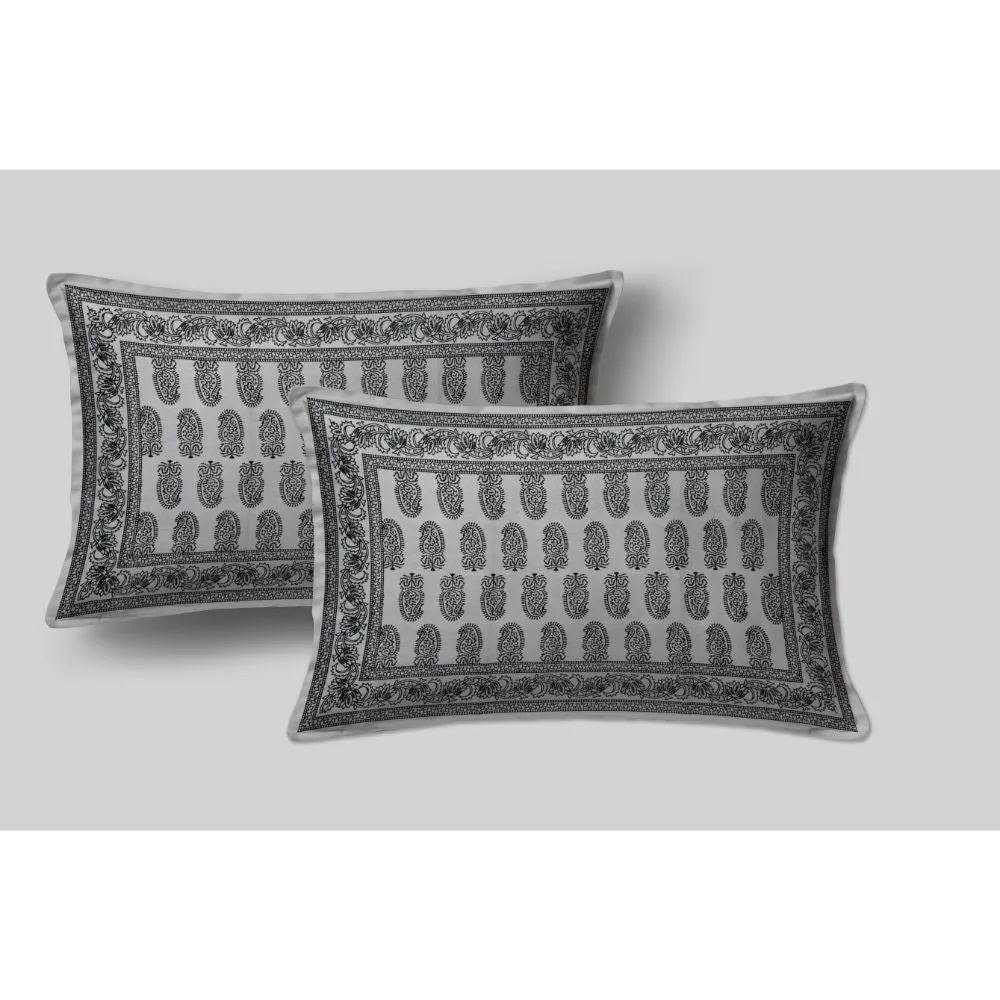 Jaipur Fabric Charming Paisley Cotton Double Bedsheet Black