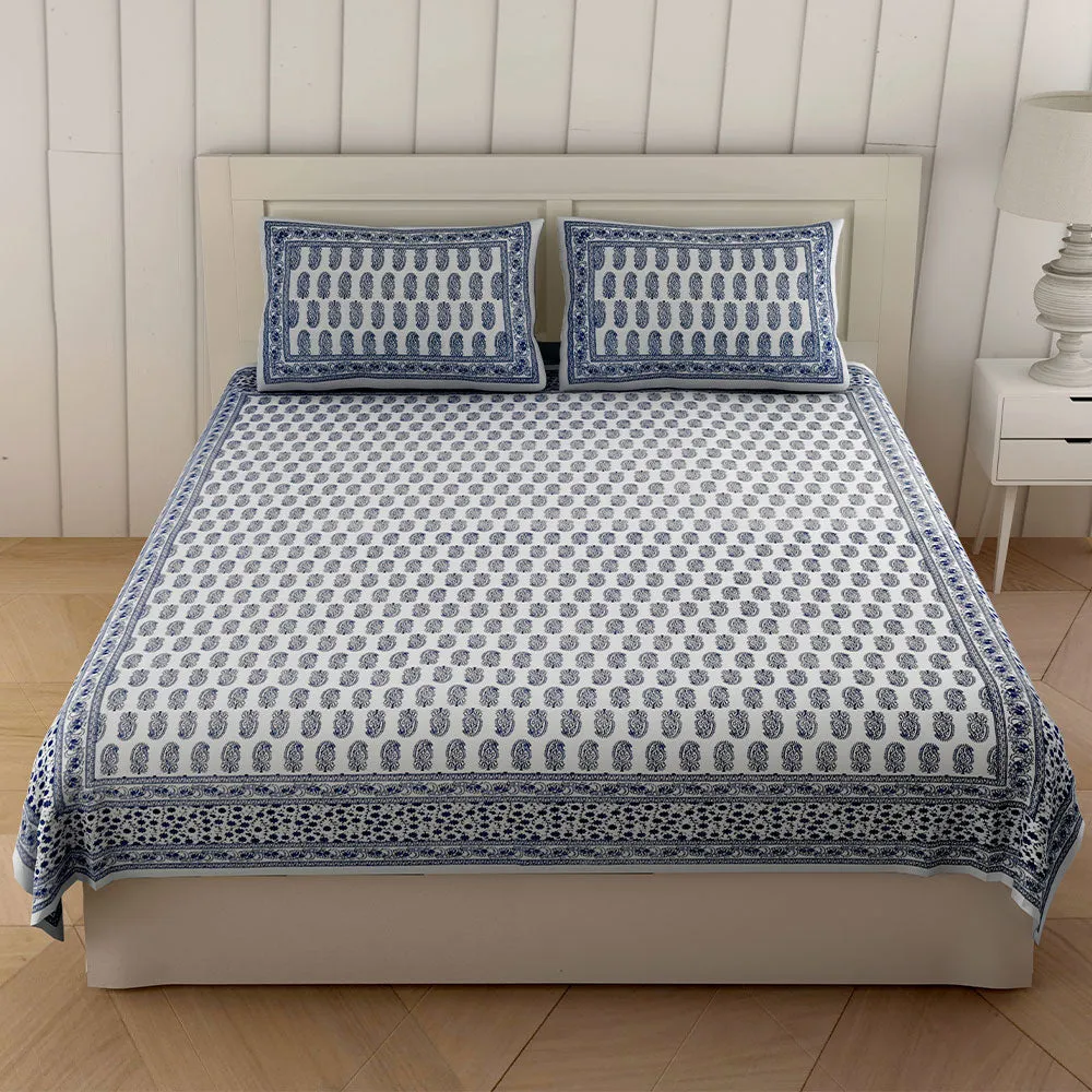 Jaipur Fabric Charming Paisley Cotton Double Bedsheet Black