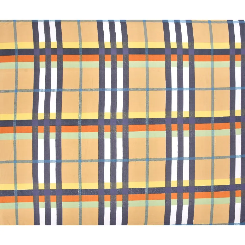 Jaipur Fabric Check Pattern Yellow Super Soft Double Bedsheet