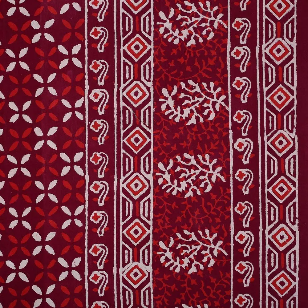 Jaipur Fabric Checkered Lehriya Hand Block Print Cotton Double Bedsheet