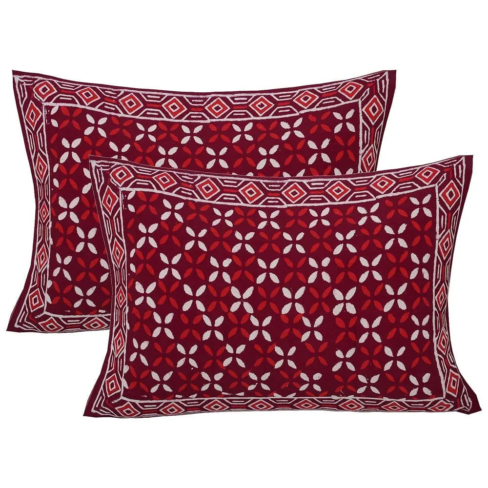 Jaipur Fabric Checkered Lehriya Hand Block Print Cotton Double Bedsheet