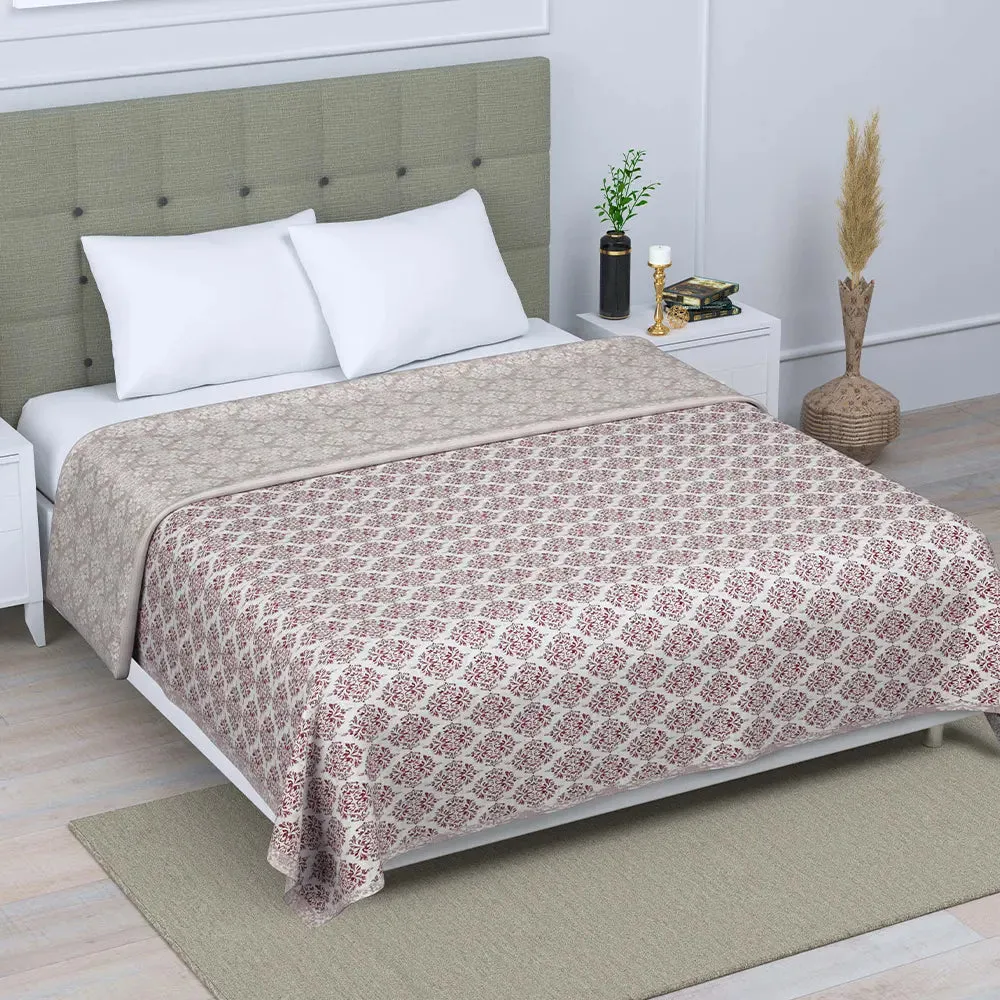 Jaipur Fabric Classic Ethnic Patterned Reversible Double Bed Summer Blanket Pink