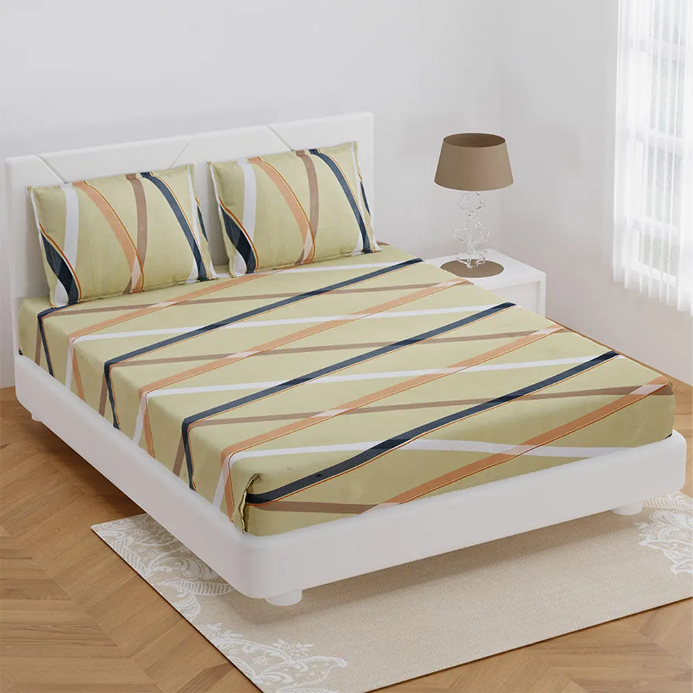 Jaipur Fabric Classy Crossing Lines Super Soft Polymix Double Bedsheet Grey