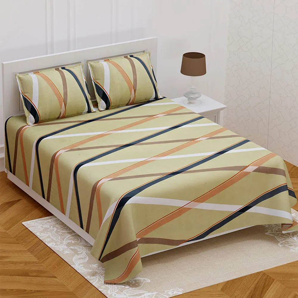 Jaipur Fabric Classy Crossing Lines Super Soft Polymix Double Bedsheet Grey