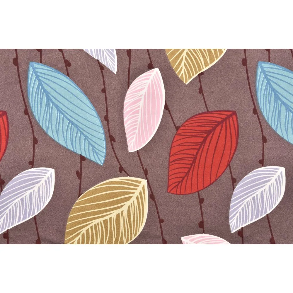 Jaipur Fabric Colorful Leaves Brown Super Soft Double Bedsheet