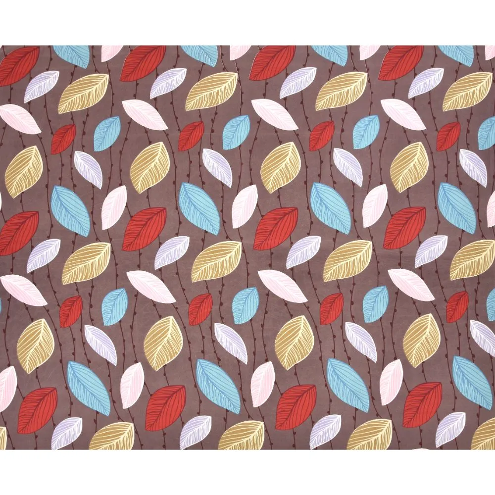 Jaipur Fabric Colorful Leaves Brown Super Soft Double Bedsheet