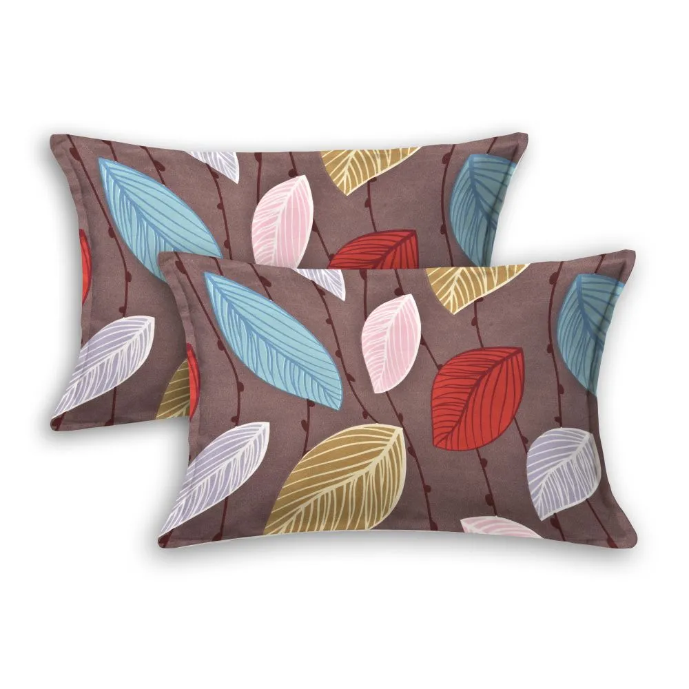 Jaipur Fabric Colorful Leaves Brown Super Soft Double Bedsheet