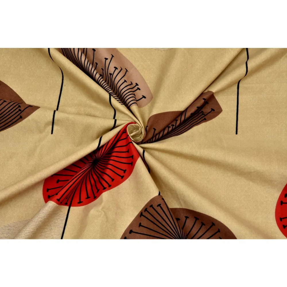 Jaipur Fabric Dandelion Patterned Brown Super Soft Double Bedsheet