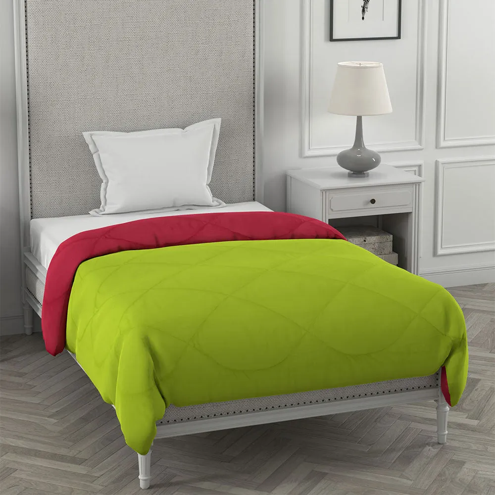 Jaipur Fabric Dark Pink & Parrot Green Single Bed Comforter