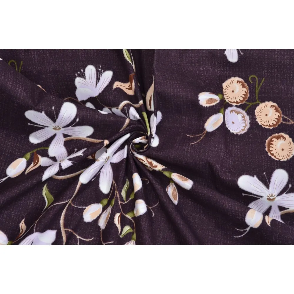 Jaipur Fabric Dense Jasmine Printed Purple Super Soft Double Bedsheet