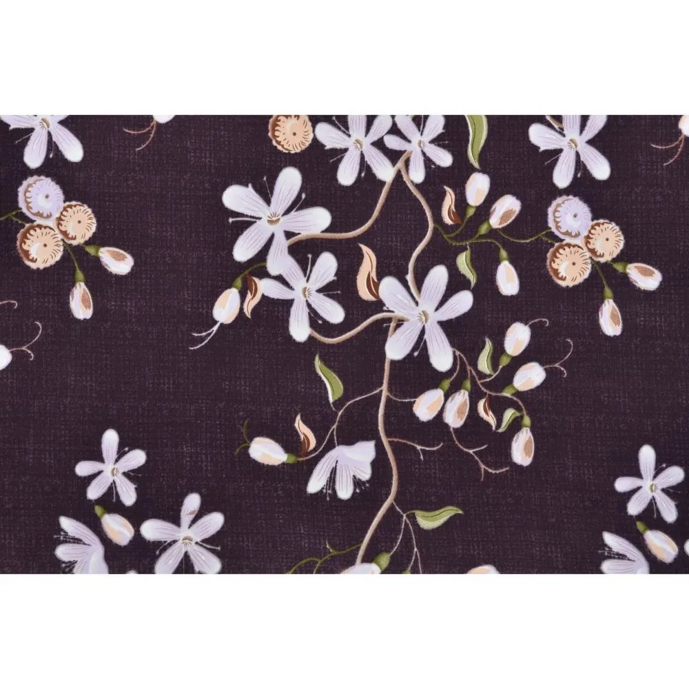 Jaipur Fabric Dense Jasmine Printed Purple Super Soft Double Bedsheet